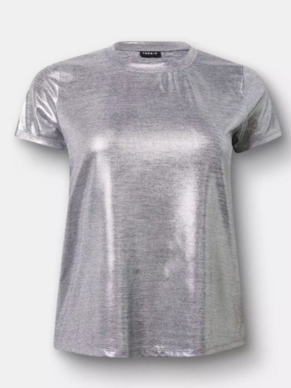 NWT Torrid Foil Hacci Crew Easy Tee (“Silver Metallic”) (2X)